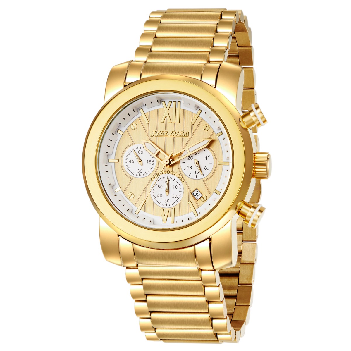 Golden Plated Stainless Steel with Golden Dial Chronos Watch For Men ...